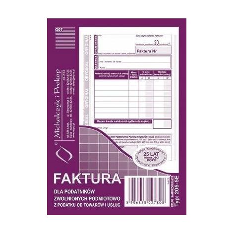 Druk MiP Faktura dla Zwolnionych z VAT A6/80